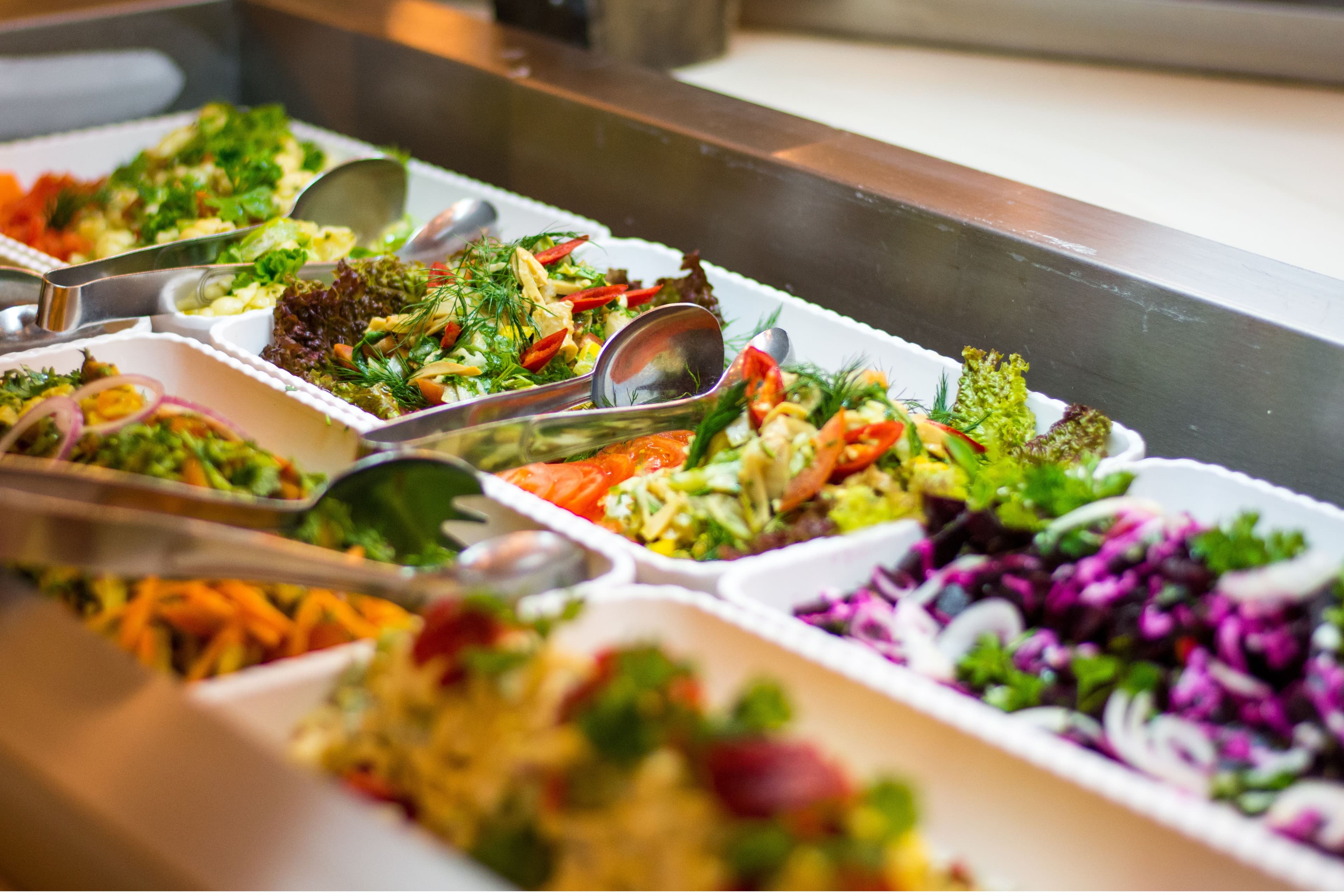 Colorful salad bar with fresh vegetables